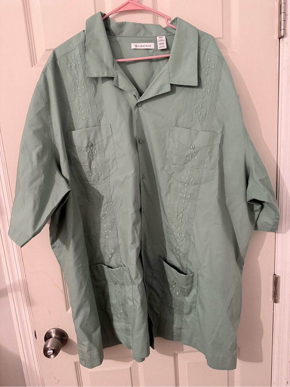 Cubavera Mint Green Short-Sleeve Guayabera Shirt Jacket